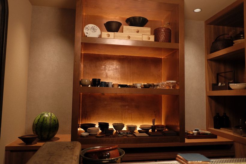 Bellwood Sushi shelves with homemade cups