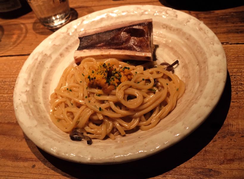 SG LOW Uni and bone marrow noodles
